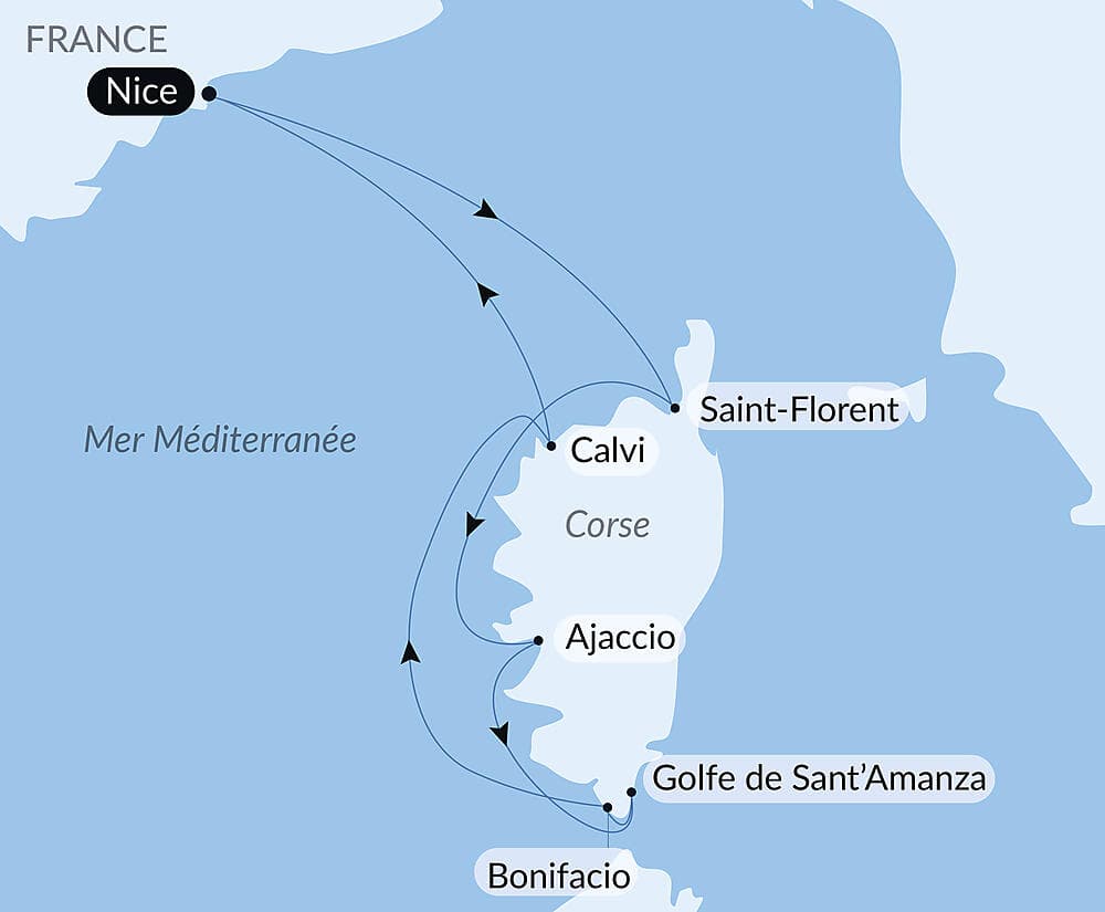 Rivages corses sous les voiles du Ponant